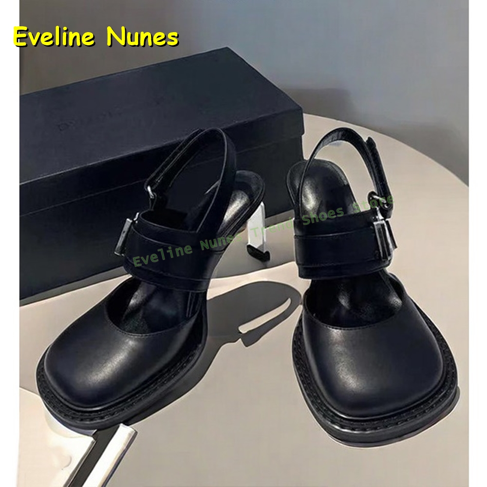 Boots - Damen Schwarze Slingback-Mules mit eckiger Zehenpartie