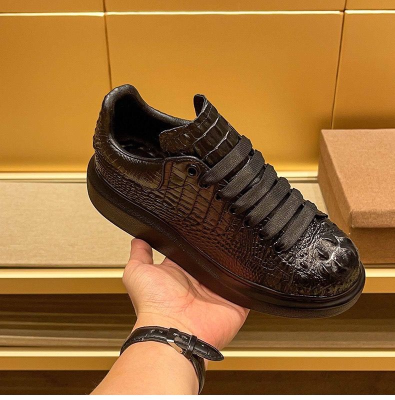 Breathable Mesh Athletic Shoes - 2025, Sommer-Krokodildruck, schwarze, atmungsaktive Herrenschuhe, lässige