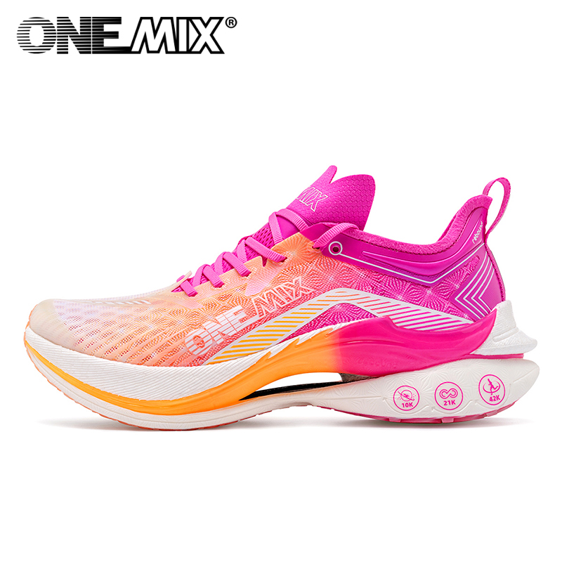 Reflective Night Running Shoes - ONEMIX Damen-Laufschuhe mit Carbonplatte, gepolstert, atmungsaktiv,