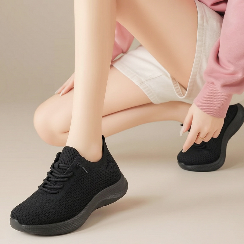 Sommerliche Damen-Sneaker aus  – Knit Fabric Lace Up Sneakers Bewertung und Preis