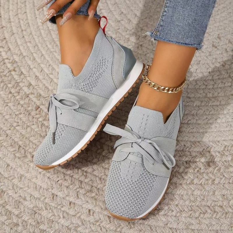 Neue Schwarz Stricken Atmungsa – Knit Fabric Lace Up Sneakers Bewertung und Preis