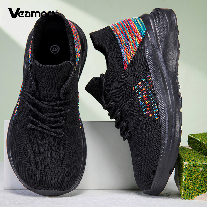 Atmungsaktive Mesh-Socken-Snea – Knit Fabric Lace Up Sneakers Bewertung und Preis