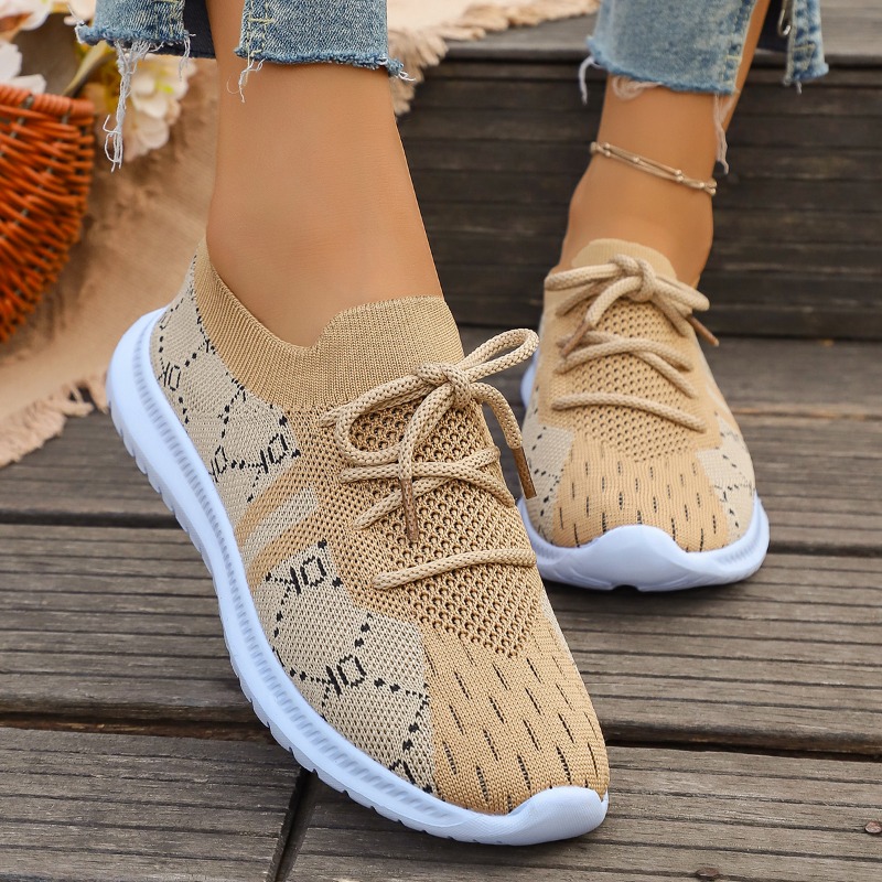 2026 Neue Schnürschuhe für Dam – Knit Fabric Lace Up Sneakers Bewertung und Preis